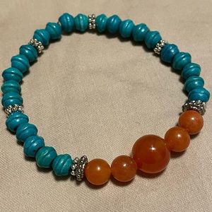 Carnelian and turquoise bracelet